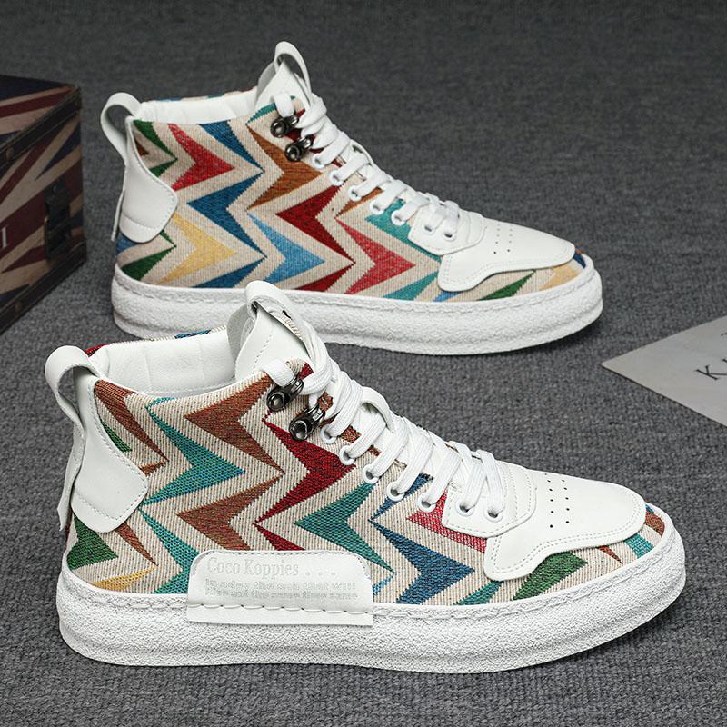 free shipping 2025 summer breathable high top canvas sneakers for men's casual versatile soft soled board shoes size 39-44