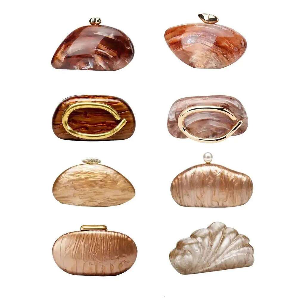 brown 2025 New stone-textured imitation Irregular Women Handbag Fashion Evening Bag Wedding Party Clutch Shoulder bag