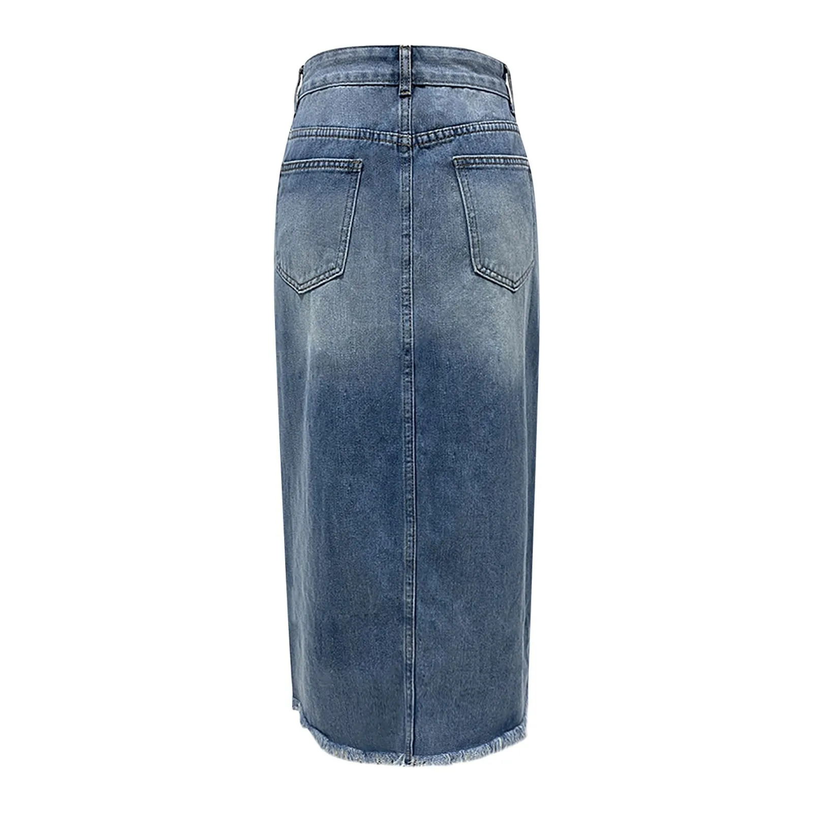 Womens High Waist Irregular Raw Edge Denim Skirt Old Wash Vintage Distressed HalfBody 2025 Spring Summer Skirts 250516Z