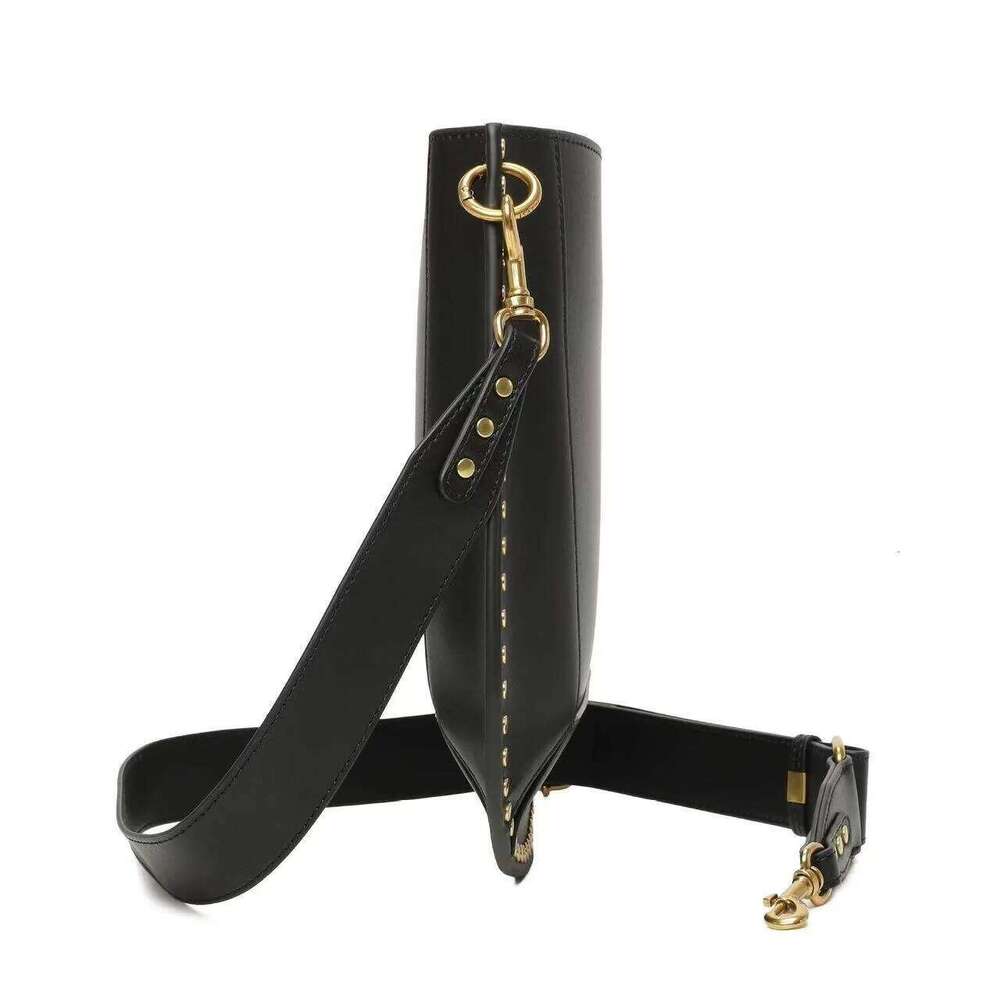 Women's Bags Designer European And American Retro IS Willow Nail Genuine Leather Shoulder Crossbody Bag, High-End Water Bucket Bag