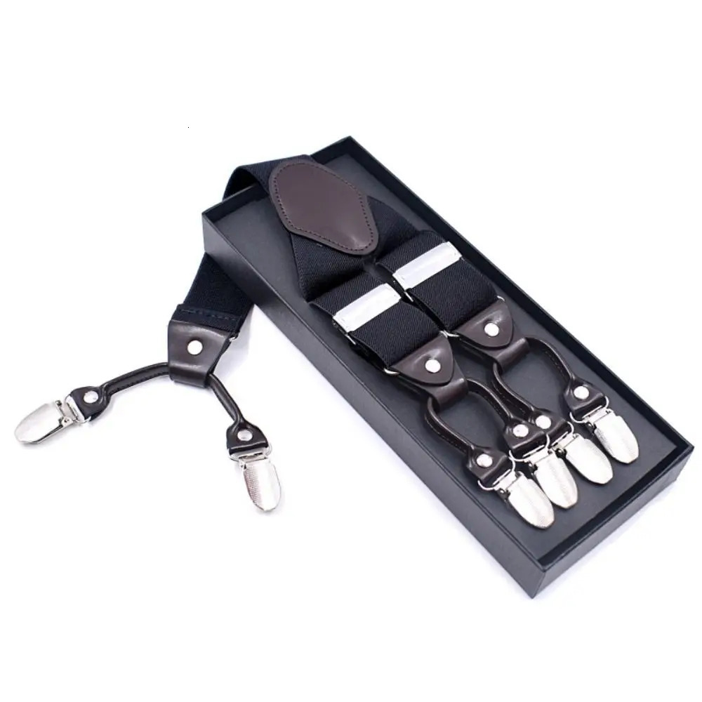 Vintage Suspenders for Men Wedding Party Formal Casual 35cm Wide Y Shape 6 Clips Adjustable Elastic Trouser Braces Strap Belt 250522