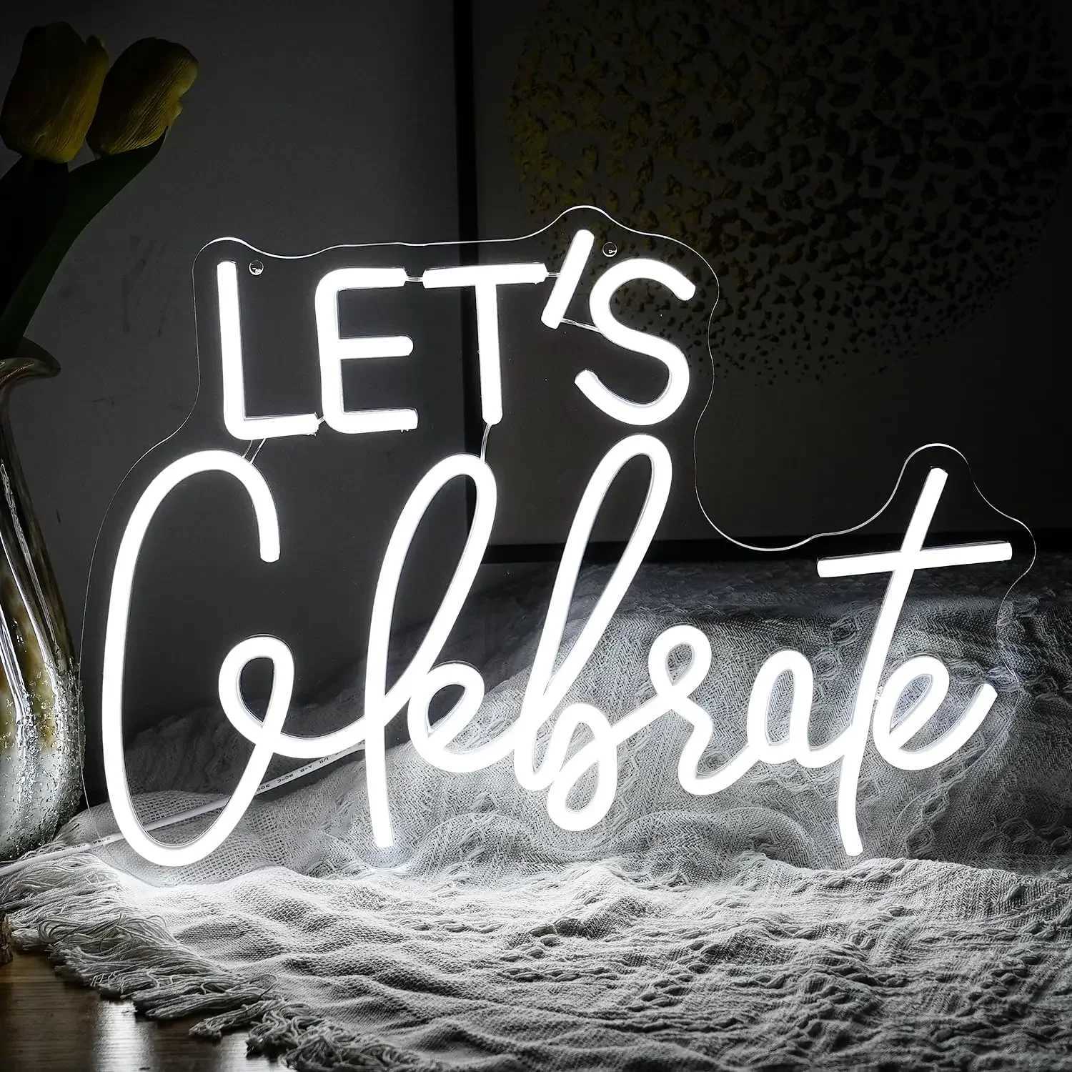 LED Neon Sign Lets Celebrate USB-powered Congrats Grad Neon Light Sign for Wedding Bedroom Wall Room Decoration Neon Sign Lights W250526