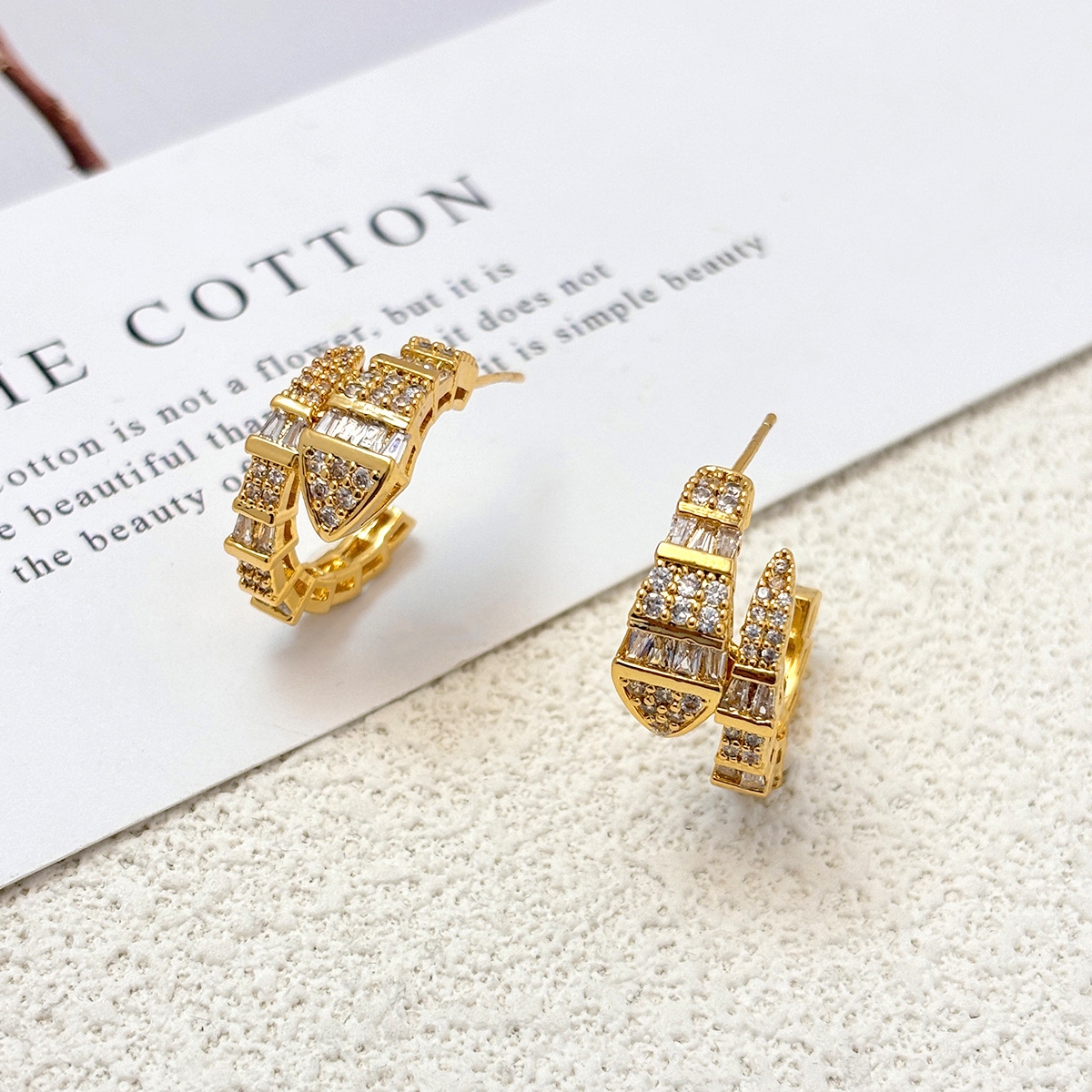 New Arrival European and American Cross border Zircon Snake shaped Earrings for Women Unique Design