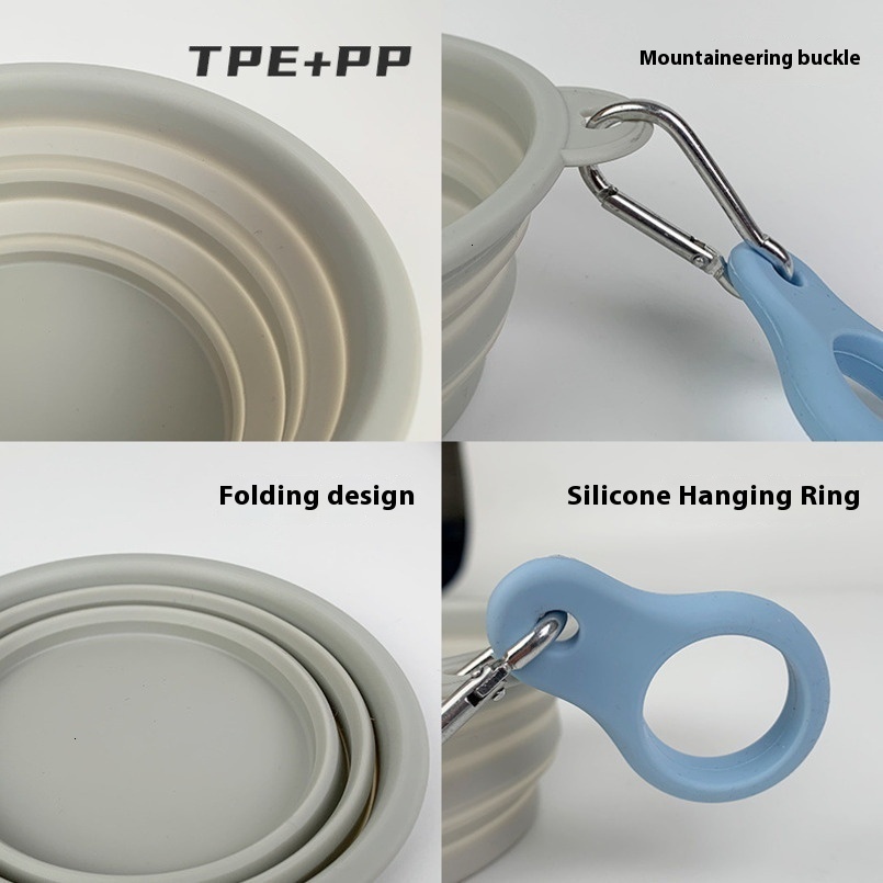 Pet Folding Small Silicone Anti-Spill Feeding Outdoor Supplies Dog Food Bowl