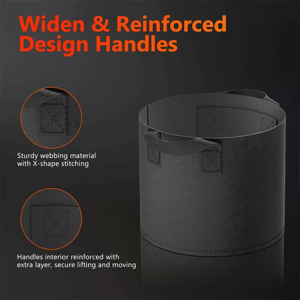 Spider Farmer 5 Gallon / 11 Gallon 5 Pack Grow Bags Garden Aeration Plant Fabric Handle Pots For Indoor Seedling Flower HomeXJ250526