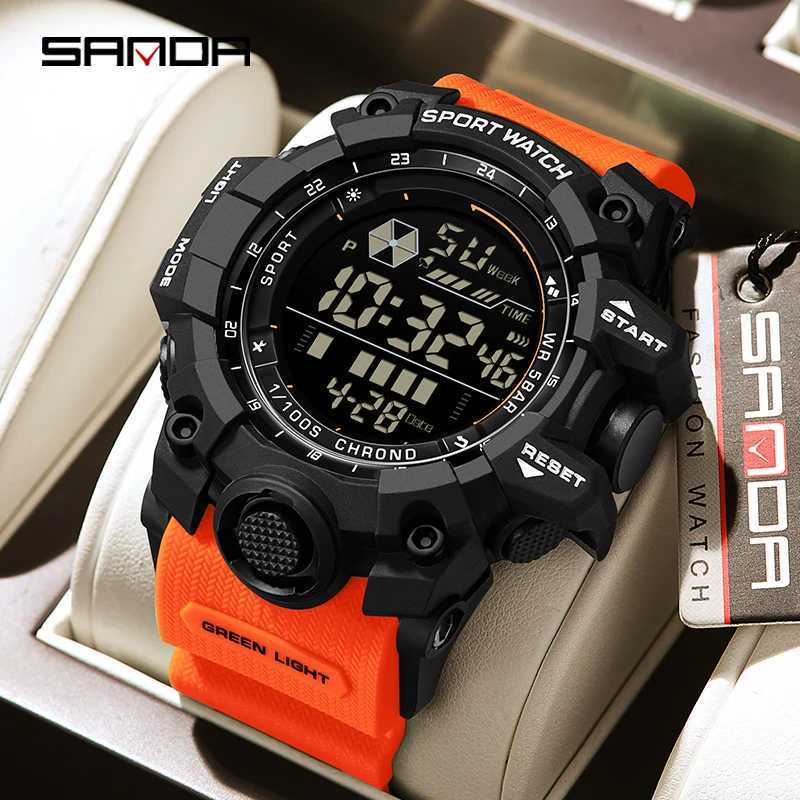 SANDA Outdoor Sports Men Watch Waterproof LED Analog Digital Show Multifunction Big Dial Electronic Wristwatch G style Male Cloc M250526