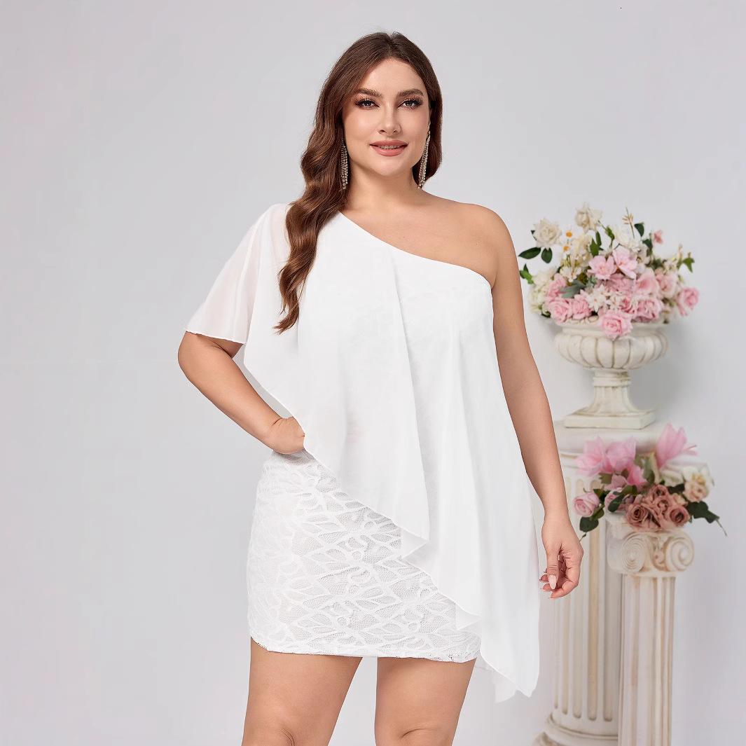 2025 Womens New Casual Fashion Style Solid Color Sexy Folded Sleeveless Slant Neck Single Shoulder Dress