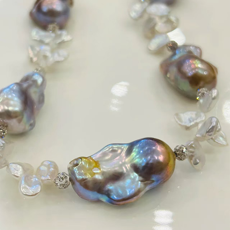 Ladys Elegant Baroque Pearl Necklaces - Thicker Design with Dainty Pearls for a Classic Look