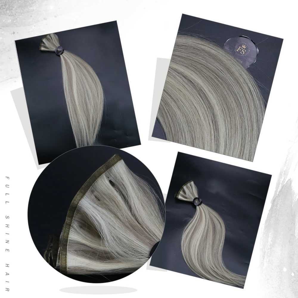 Full Shine Virgin Flat Silk Weft Sew In Hair Bundle Straight Human Hair Bundles 100% Real Human Hair Weft For Women For Salon S25526