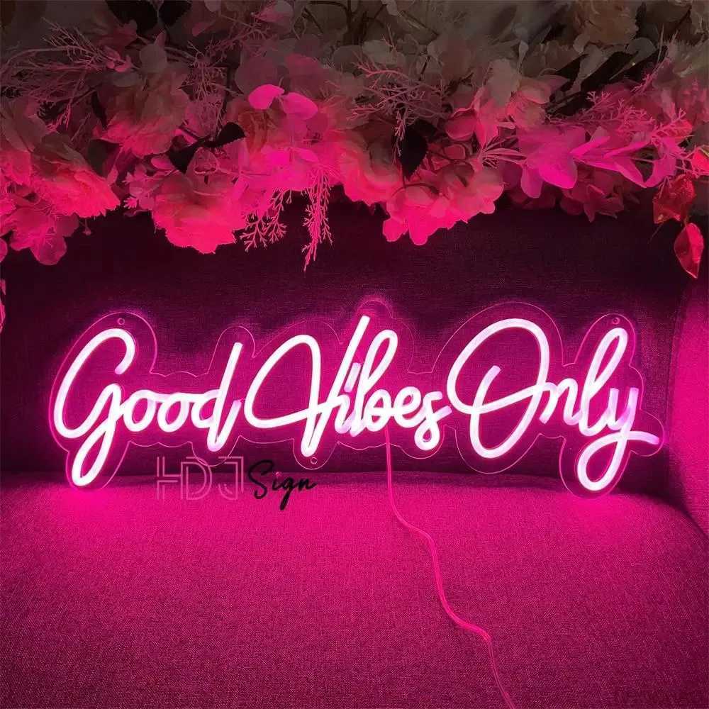 Neon LED Sign Good Vibe Only Bedroom Party Decoration Room Neon Lights Signs USB Party Home Room Wall Decor Neon Lamp W250526