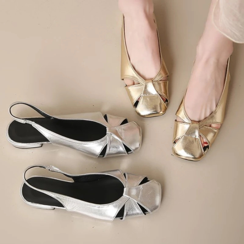 Summer Fashionable Comfortable and Casual Hollow Toe Softsoled Squaretoe Flatsoled Wearresistant Womens Sandals 250526