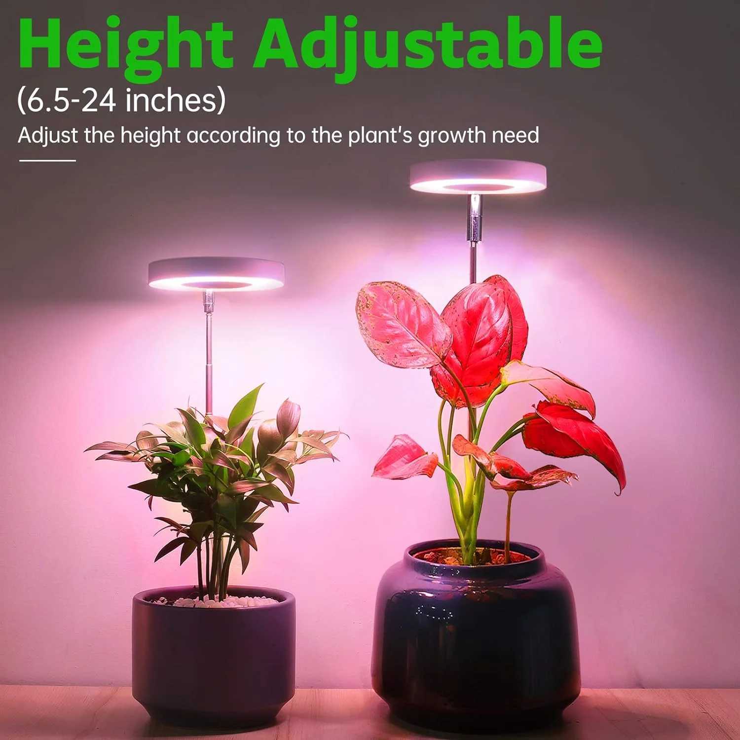 LED Indoor Plant Grow Light Premium Full Spectrum Height Adjustable 4-Level Dimming 2/4/8H Timer Perfect for Small Plant CareXJ250526