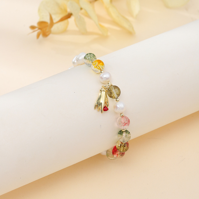 Fashionable Fresh Sweet Crystal Pearl Bracelet for Women with a High level Sense of ,