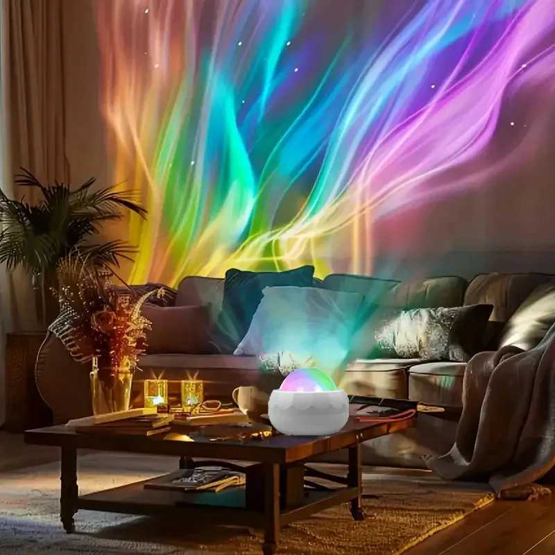 Northern Lights Starry Sky Projector Lamp LED Atmosphere Light Night Aura Aurora Glowing Lamp for Room Party Decoration Gifts W250526