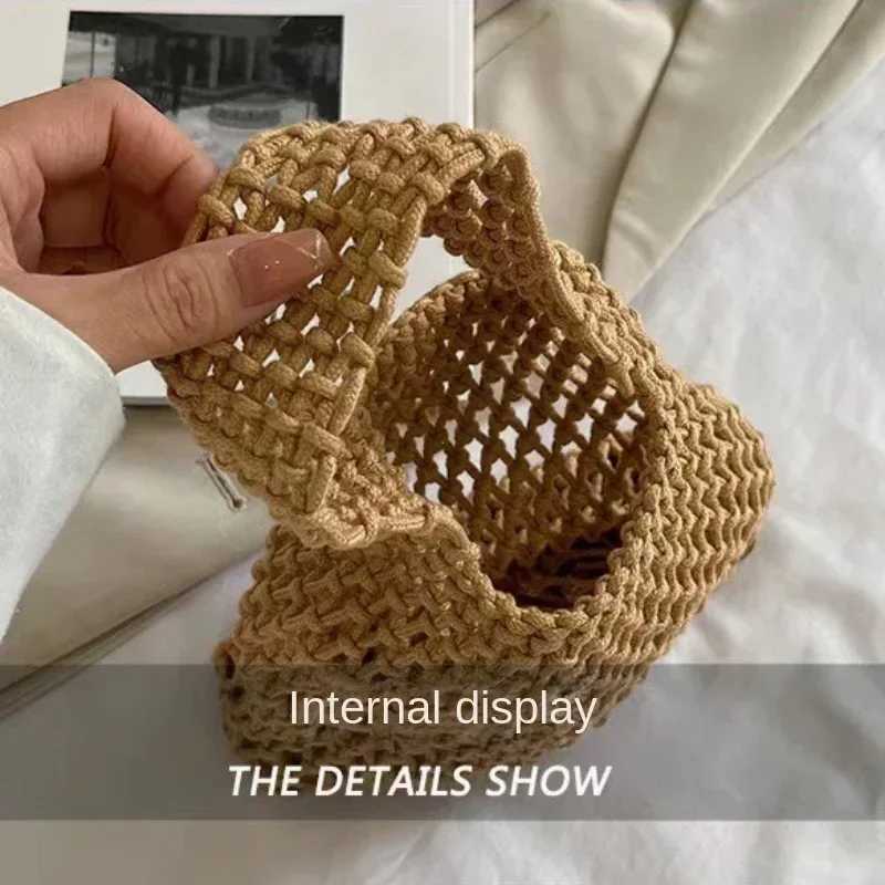 Handwoven Tote Bag for Women Knitting Crochet Beach Shoulder Bag Straw Rope Underarm Bags for Work/Home Serenity W250524