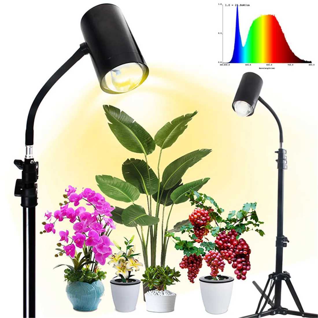 Tripod Standing Dimmable 20W LED Growing Light Red/Blue/Day White Full Spectrum Floor Timing Plant Lamp for Seedling FloweringXJ250526