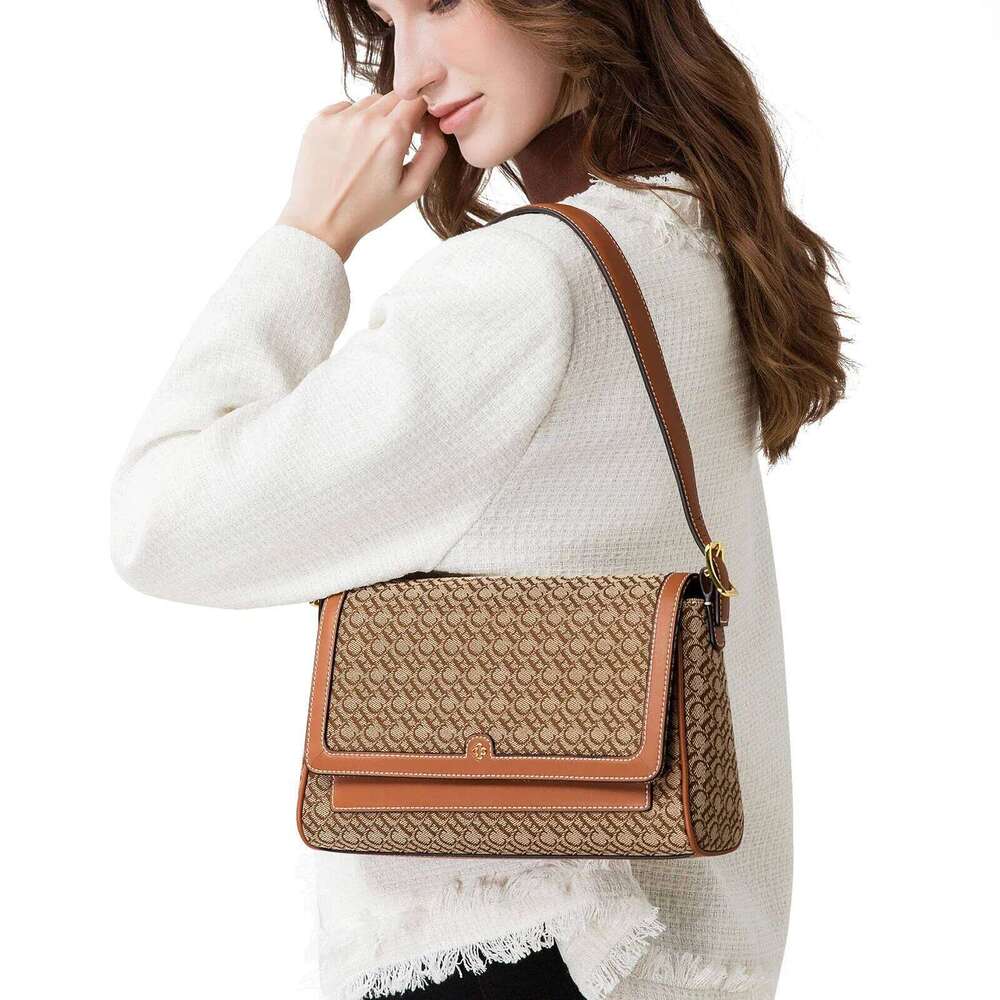 Women's Fashionable Classic Exquisite Letter Printing Female Shoulder Bag Retro Style Simple And Elegant Ladies Handbag