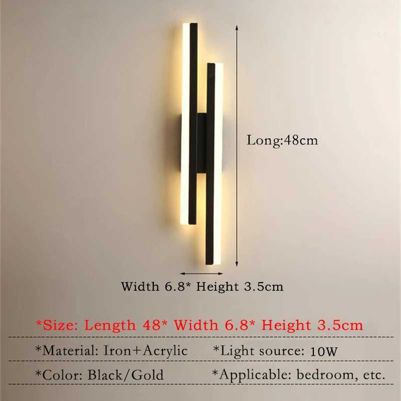 Modern LED Wall Lamp Black/Gold Acrylic Room Decor Light For Living Room Bedroom Interior Decor Lighting Fixture Wall SconceXJ250526