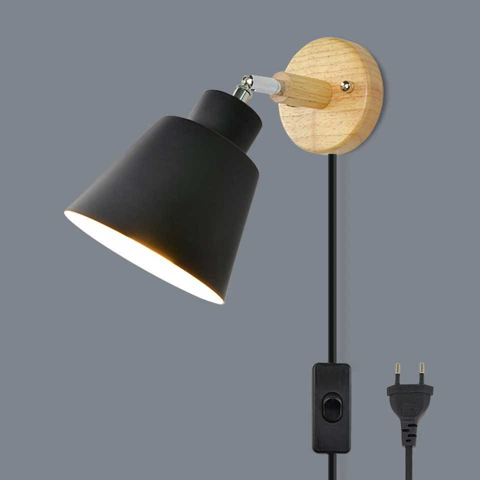 Nordic Wall light Indoor DIY E27 Wooden 6 Colors EU/UL Plug 350 Wall lamps For Living room Bedroom Aisle Sconce Fixtures DecovXJ250526
