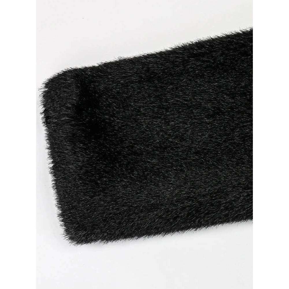 Nerazzurri Winter Long Elegant Black Fitted Thick Warm Soft Fluffy Faux Mink Fur Coat Women Sashes Turn-down Collar 2022