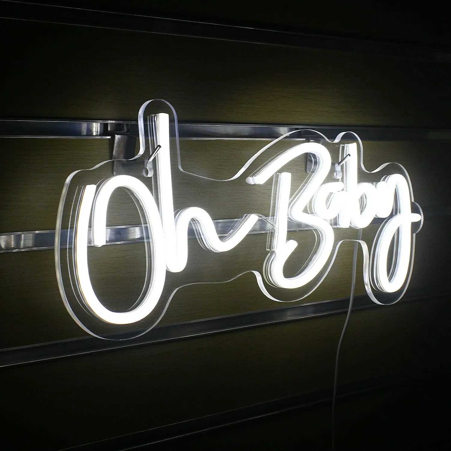 Oh Baby LED Neon Sign USB Powered Light Up Sign for Wall Decor Wedding Engagement Bedroom and Valentines Day Celebrations W250526