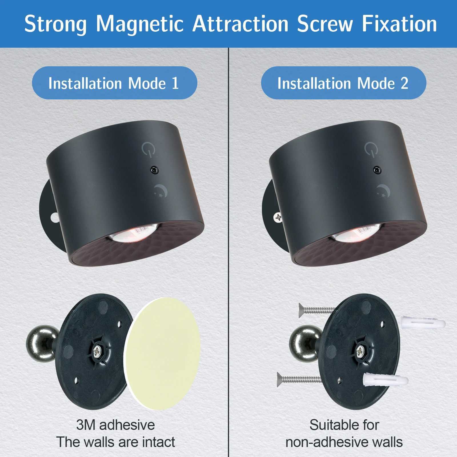 RGB LED Wall Lamp Touch Control Remote Wall Lights Double Head Portable Night Light For Bedside Bedroom Reading LampXJ250526