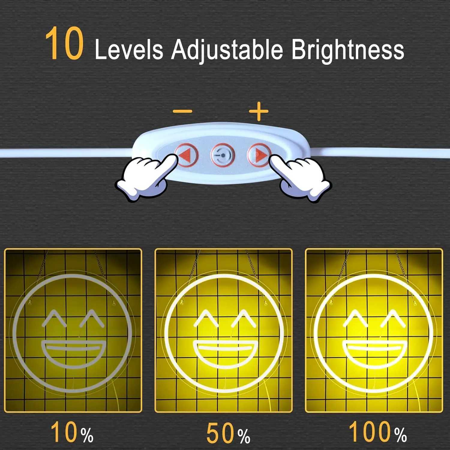 Smiley Face Neon Sign Smile Face LED Light Up Sign for Home Kids Room Office Wedding Birthday Party Decor for Christmas Gift W250526