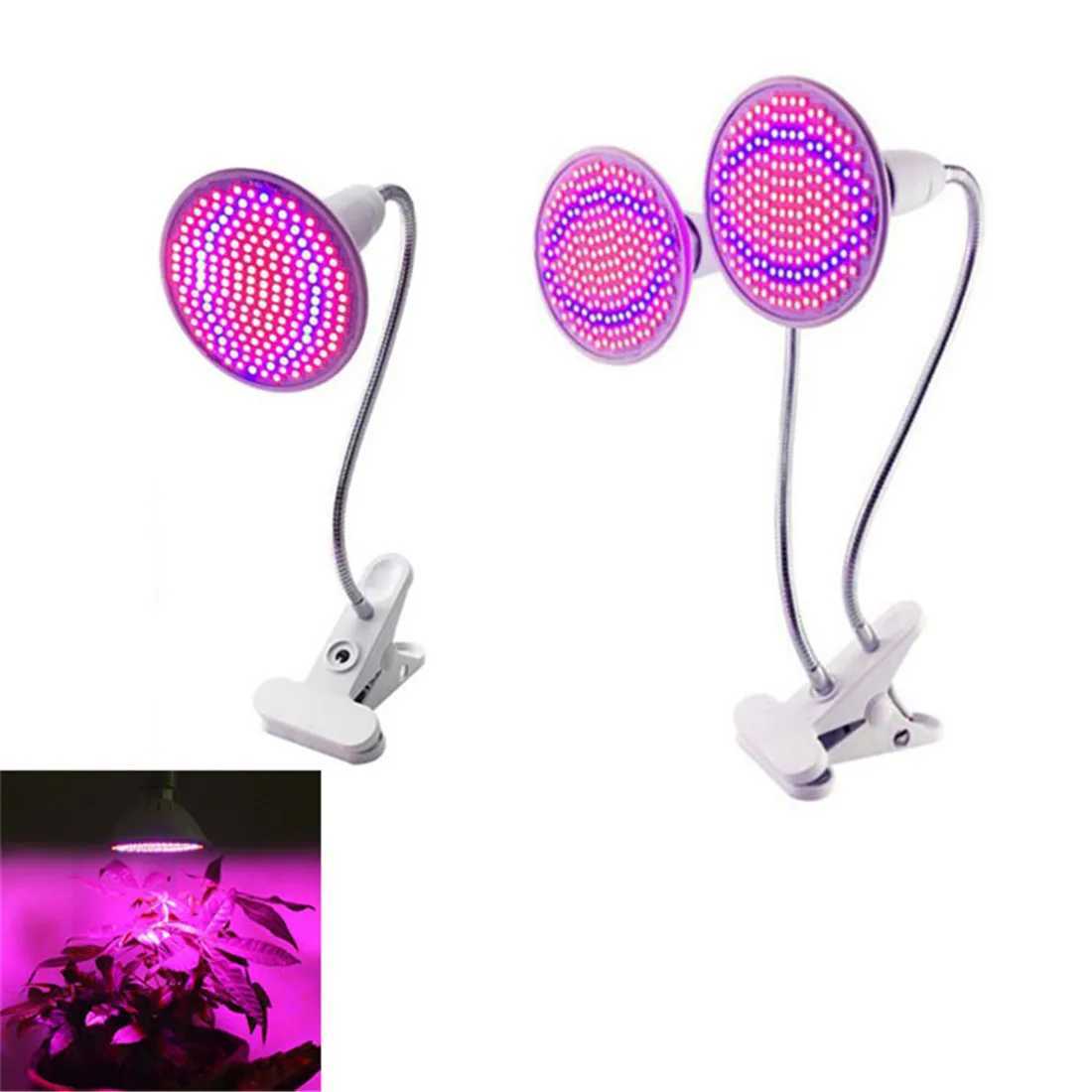 1/2 Heads 6W 15W 20W LED Grow Light E27 Phyto Lamp for Plants Moveable Plant Clip Lamp for Seeds Flower Fitolamp Growing TentXJ250526