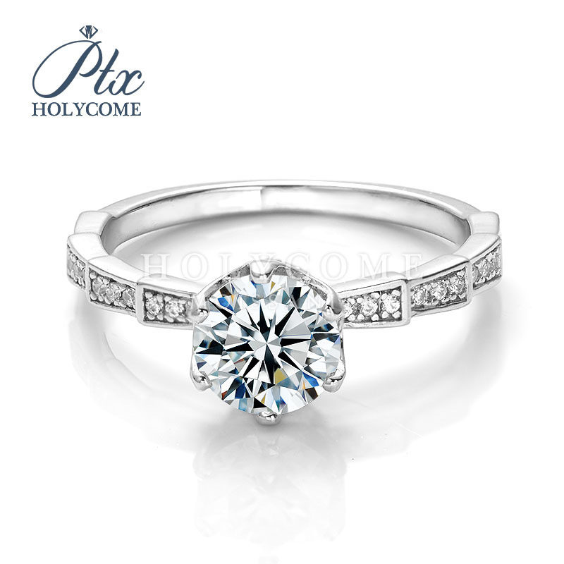 925 Sterling Silver Ring Micropaved Mechanical Design 1ct D Color VVS Diamond Women Moissanite Ring Jewelry for Wedding Engagement