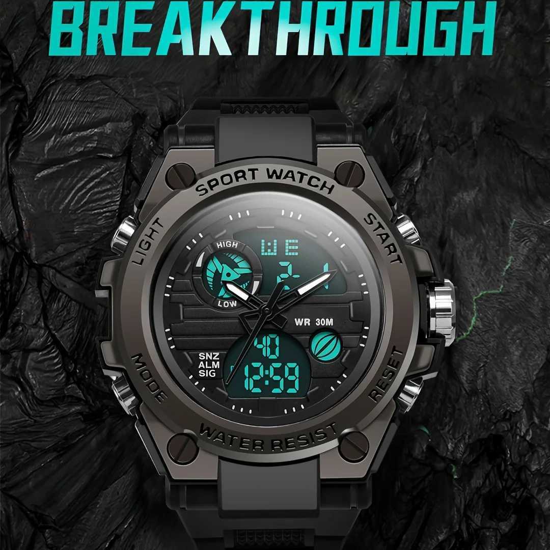 Watches for Men Outdoor LED Stopwatch Digital Electronic Large Dual Display Tough Electronic Clock Wrist Watches for Men M250526
