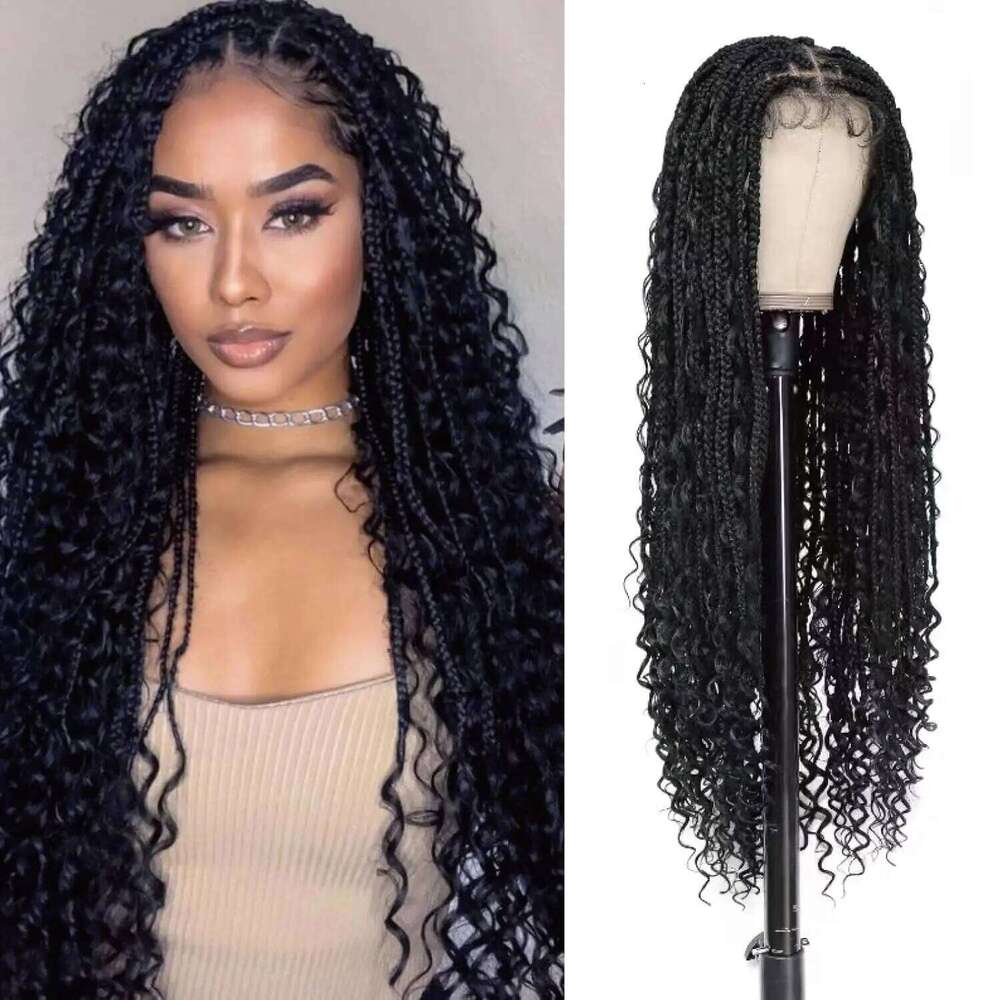 Synthetic Long Bohemian Boho Box Braid for Black Women Twisted Braids Full Lace Braided Wigs with Baby Hair