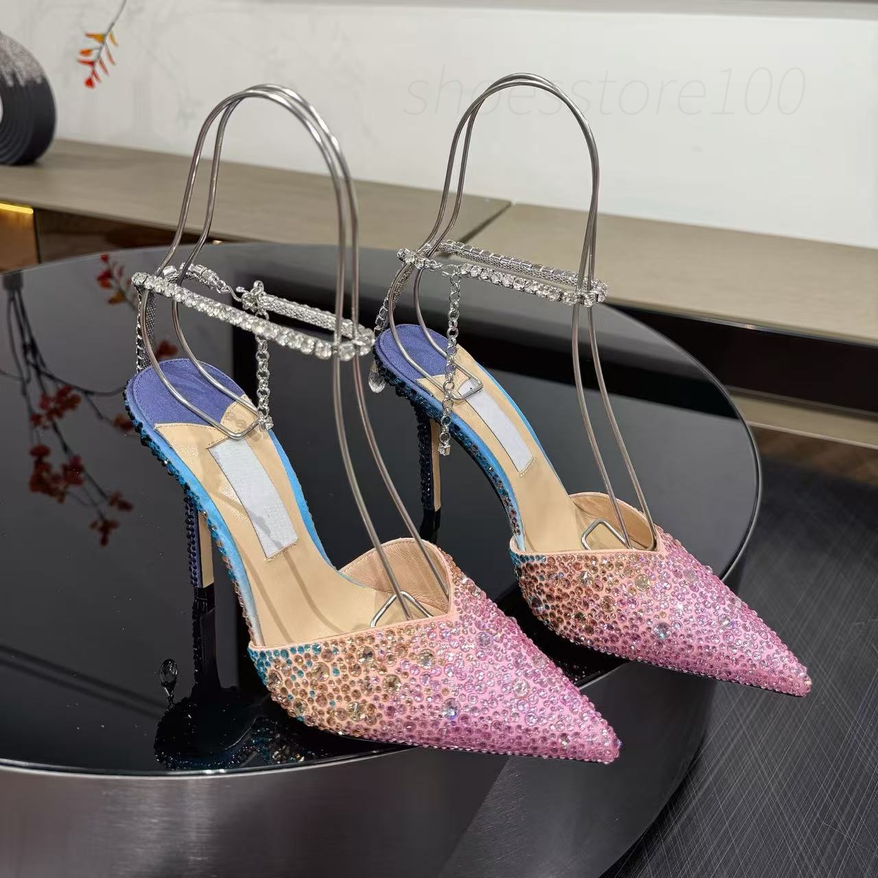 Top quality summer Fish mouth stiletto 10cm sandals crystal ball decoration Ankle Strap Dress shoes Luxury designer pearl ball decoration womens heels sandals