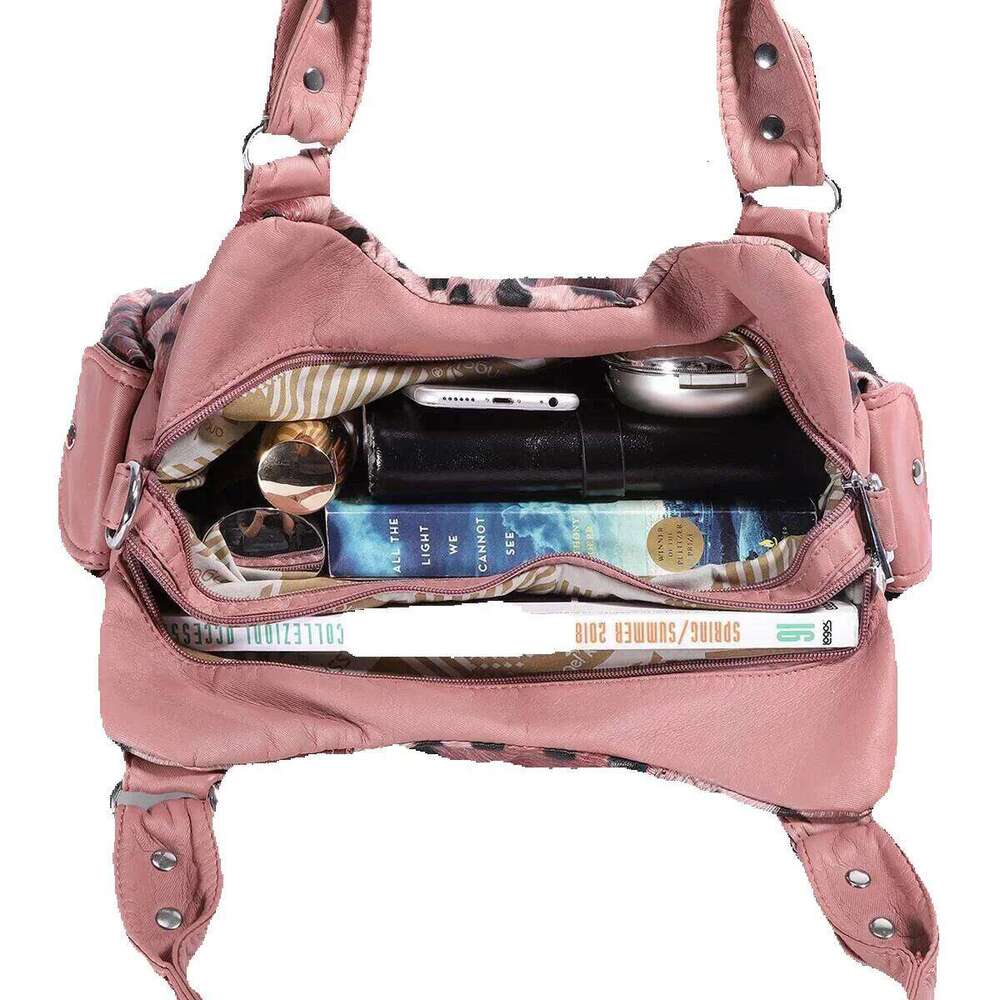 Designer Luxury Designer Luxury Women Soft PU Leather Handbags Large Capacity Shoulder Multi-Pocket Shopping Crossbody Bag Fashion Leopard Tote Bags