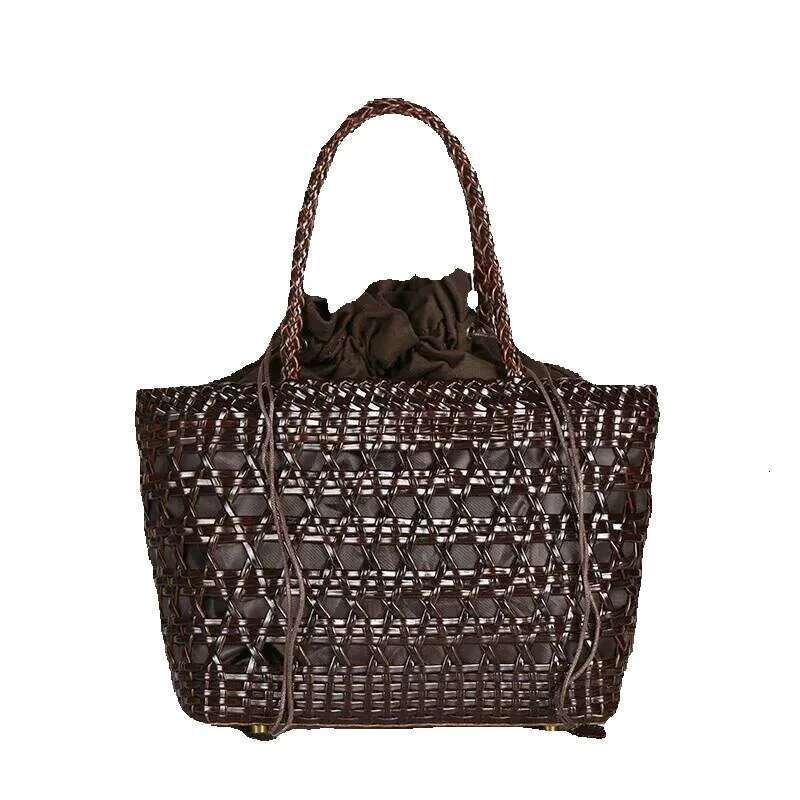 Designer Luxury Designer Luxury 2025 Spring Summer New Woven Leather Hollow Tote Women Handbag Fashion Knit Purse Trending Designer Shoulder Bag
