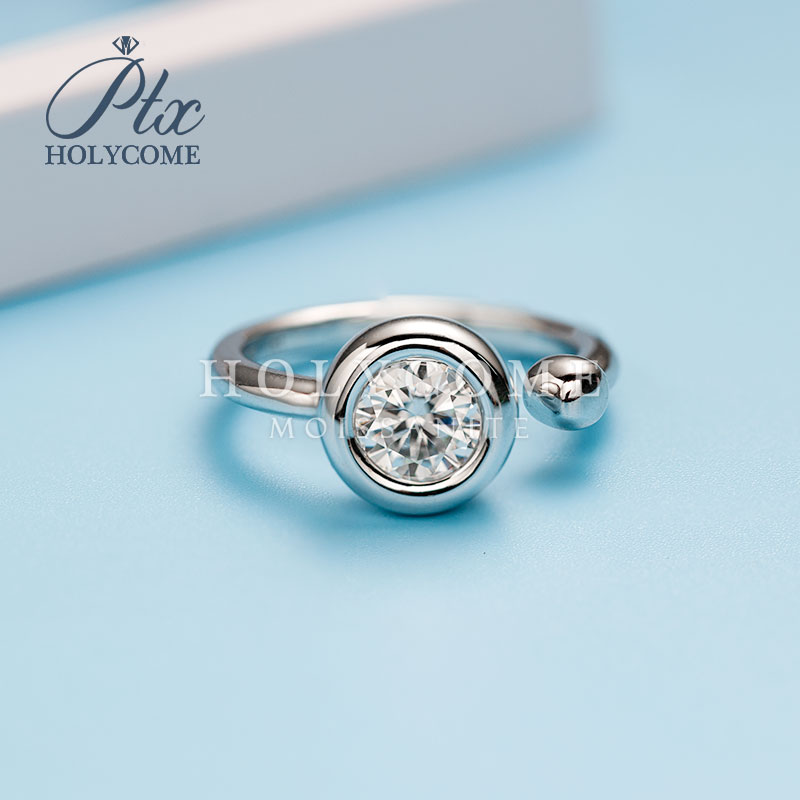 Fashion Moissanite Open Ring 925 Sterling Silver Jewelry D Color Round Brilliant VVS Diamond Bubble Party Daily Wear Ring Gift for Women