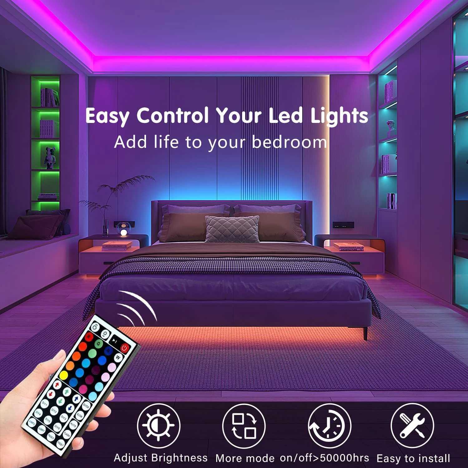 USB 5V LED Strip Lights Tape RGB LED Wall Room 44key Remote Control Flexible LED Tape Diode Lights for Room Home TV backlight W250701