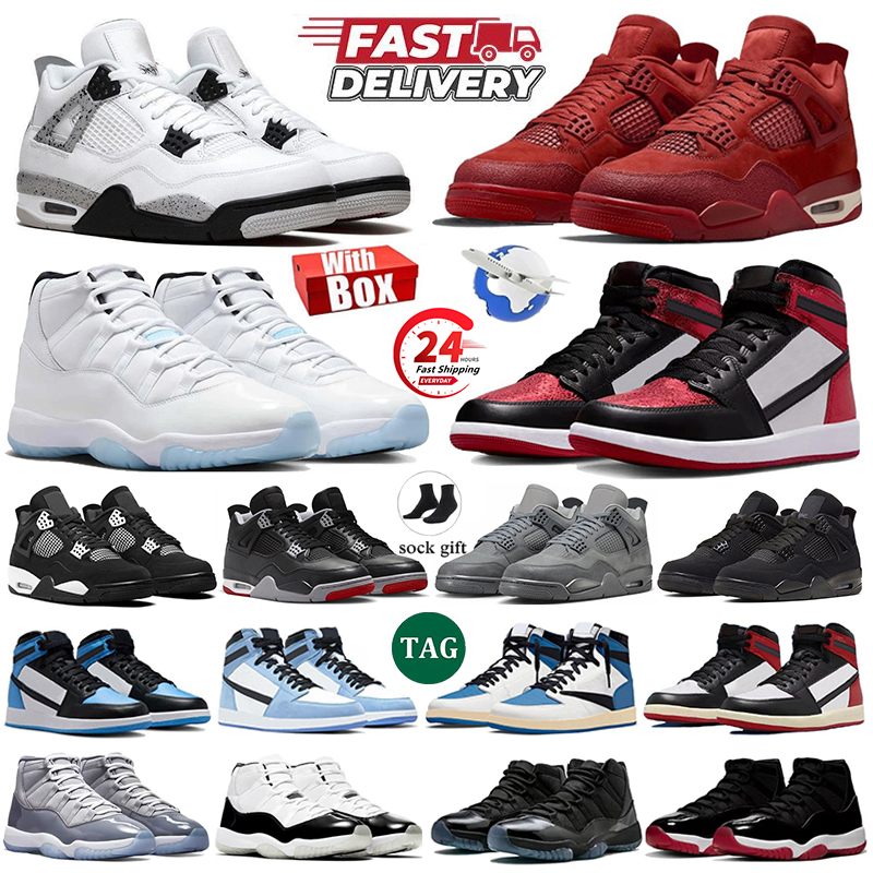 Designer 4s 11s basketball shoes 4 11 for men women Black Cat Military black Brick by Brick Thunder White Cement Smoke Grey Cool Grey Bred Sneakers Blue University