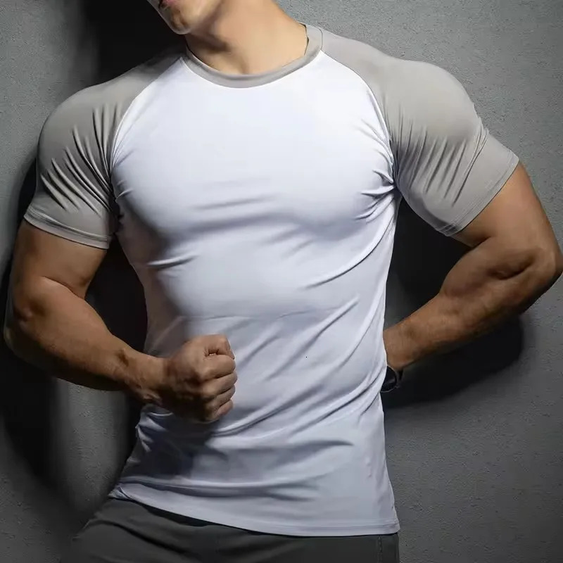 Men Summer Short Sleeve Fitness T Shirt Running Sport Gym Compression Workout Casual High Quality Tops Clothing 250526