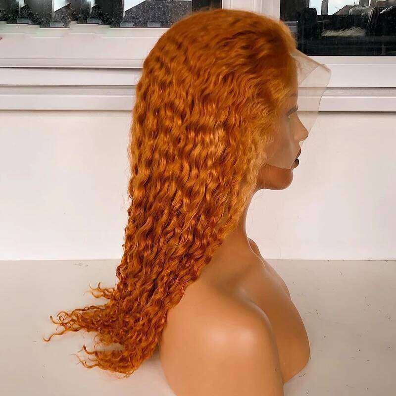 26Inch 180Density Ginger Orange Long Kinky Curly Natural Hairline Lace Front Wig For Black Women Babyhair Glueless Preplucked