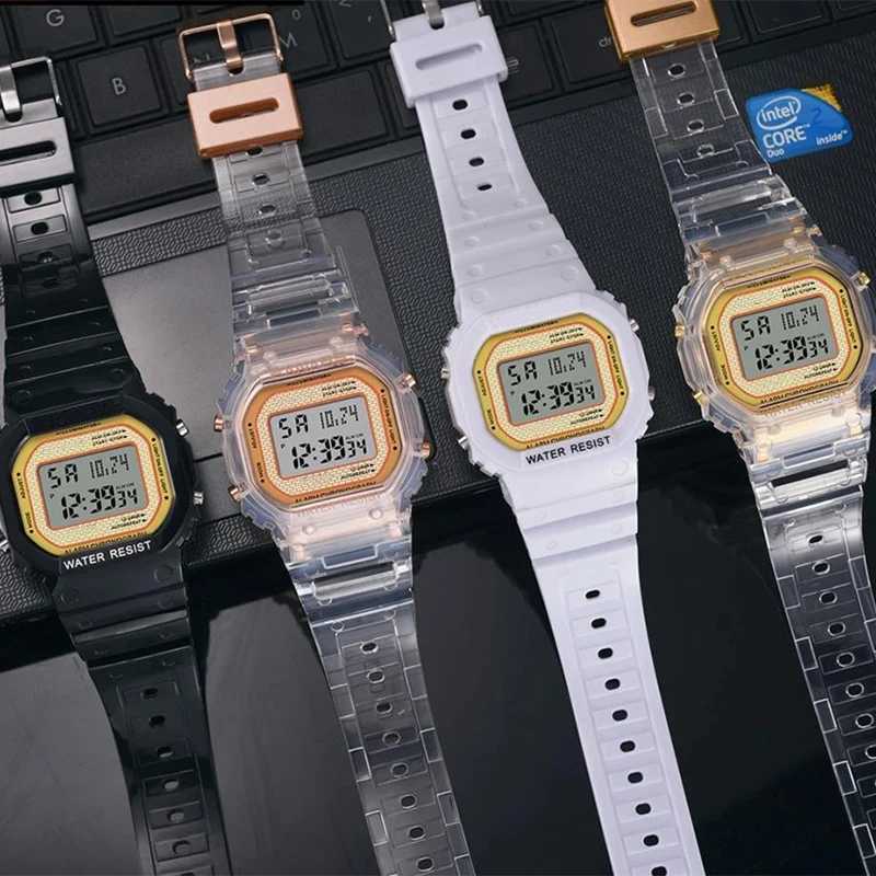Fashion Women Watches Black White Casual Transparent Digital Sport Watch Lovers Gift Clock Children Wristwatch Couple Clock M250526