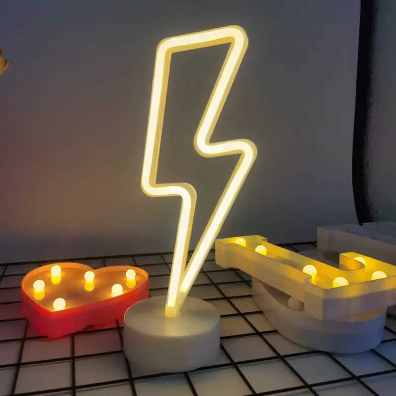 Lightning Bolt LED Neon Sign - USB/Battery Dual Power Neon Light with Switch Control - Decorative Tabletop Lamp for Bedroom W250526