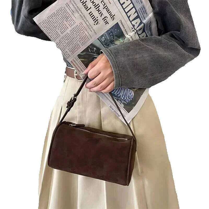 Designer Luxury Designer Luxury Donna-In First Layer Cowhide Mini Suede Handbag Real Leather Square Pen Container Bag For Women