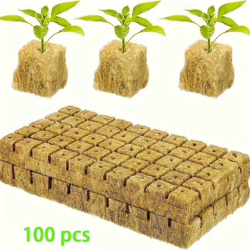 Hydroponic Growing Blocks Set of 100 for Nurture - Aeration Felt Plant Growth Blocks - Gardening Upgrade Essentials XJ250526