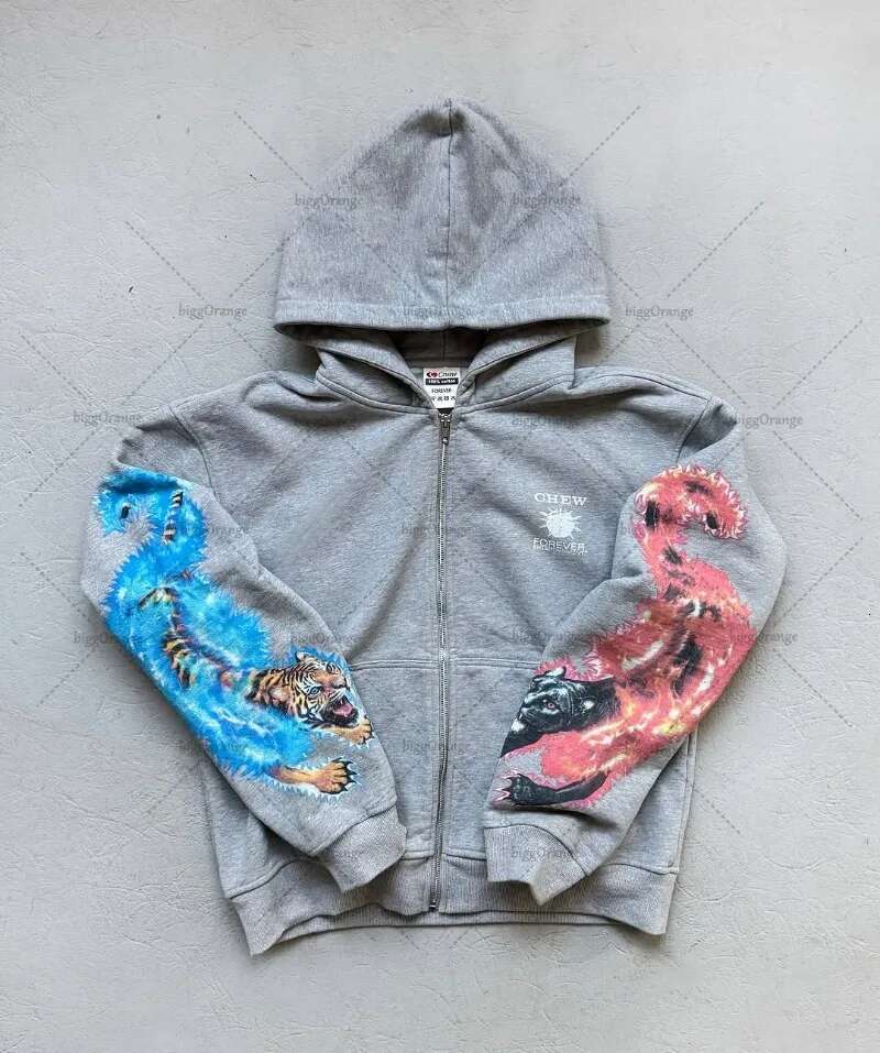 Street Hip-Hop Goth Tiger Pattern Casual Women Suit American Retro Haruku Y2k Fashion Cotton Oversized Hoodie Sport Pants