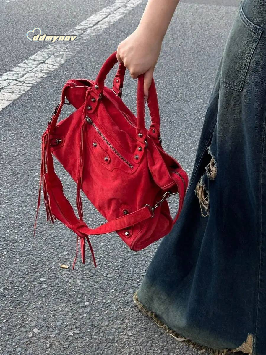 Women Canvas 2024 New Fashion Red High-Capacity Shoulder Pures and Bags Crossbody Girls Bag ddmynov