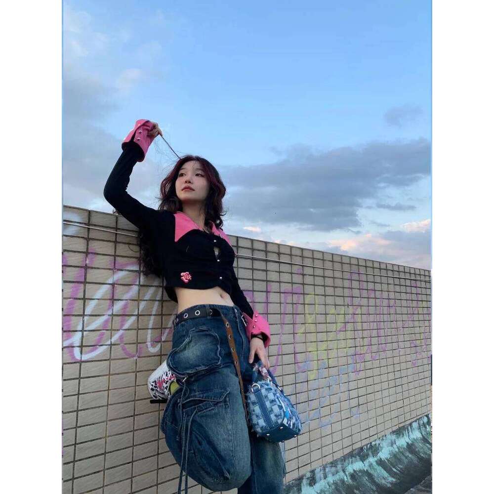 New Cartoon Denim Shoulder With Hole Splicing Crossbody Portable Pillow Bag