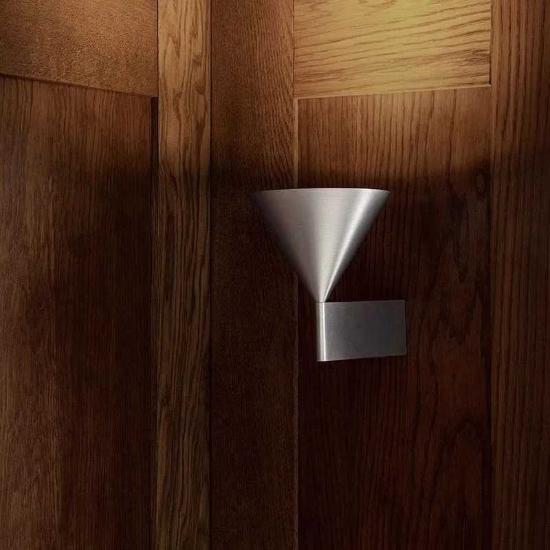 Nordic designer brushed metal small wall lamp creative living room study dining room personalized cone-shaped wall lampXJ250526
