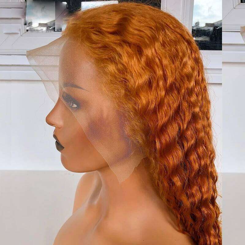26Inch 180Density Ginger Orange Long Kinky Curly Natural Hairline Lace Front Wig For Black Women Babyhair Glueless Preplucked