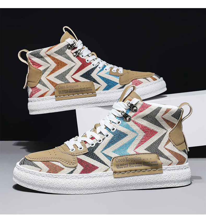 free shipping 2025 summer breathable high top canvas sneakers for men's casual versatile soft soled board shoes size 39-44