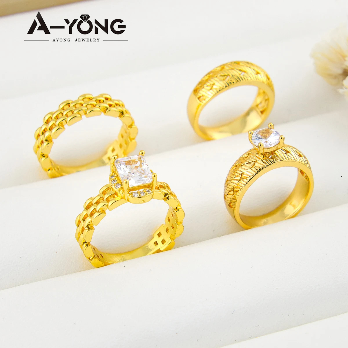 Gold Color Wedding Couples Rings 18k Copper Gold Plated Unique Personality Dubai Arab Women Mens Vintage Jewelry Gifts 250519